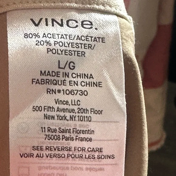 Vince Ankle Pull On Pleated Straight Leg Lightweight Cream Pants, Large - Picture 5 of 10